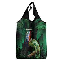 Reunion Island Grocery Bag Furcifer Pardalis With Coat Of Arms