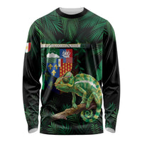 Reunion Island Long Sleeve Shirt Furcifer Pardalis With Coat Of Arms - Wonder Print Shop