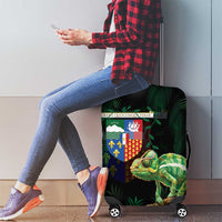 Reunion Island Luggage Cover Furcifer Pardalis With Coat Of Arms