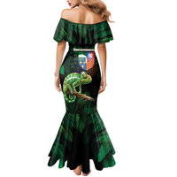 Reunion Island Mermaid Dress Furcifer Pardalis With Coat Of Arms - Wonder Print Shop