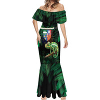 Reunion Island Mermaid Dress Furcifer Pardalis With Coat Of Arms - Wonder Print Shop