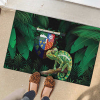 Reunion Island Rubber Doormat Furcifer Pardalis With Coat Of Arms - Wonder Print Shop