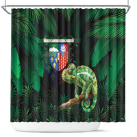 Reunion Island Shower Curtain Furcifer Pardalis With Coat Of Arms - Wonder Print Shop
