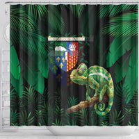 Reunion Island Shower Curtain Furcifer Pardalis With Coat Of Arms - Wonder Print Shop