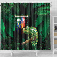 Reunion Island Shower Curtain Furcifer Pardalis With Coat Of Arms - Wonder Print Shop