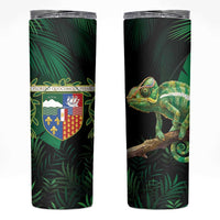 Reunion Island Skinny Tumbler Furcifer Pardalis With Coat Of Arms - Wonder Print Shop