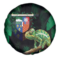 Reunion Island Spare Tire Cover Furcifer Pardalis With Coat Of Arms - Wonder Print Shop
