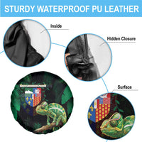 Reunion Island Spare Tire Cover Furcifer Pardalis With Coat Of Arms - Wonder Print Shop