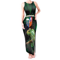Reunion Island Tank Maxi Dress Furcifer Pardalis With Coat Of Arms - Wonder Print Shop