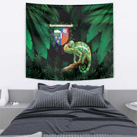 Reunion Island Tapestry Furcifer Pardalis With Coat Of Arms - Wonder Print Shop