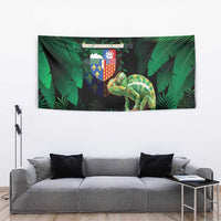 Reunion Island Tapestry Furcifer Pardalis With Coat Of Arms - Wonder Print Shop