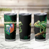 Reunion Island Tumbler Cup Furcifer Pardalis With Coat Of Arms - Wonder Print Shop