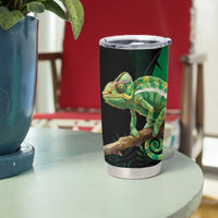 Reunion Island Tumbler Cup Furcifer Pardalis With Coat Of Arms - Wonder Print Shop