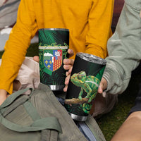 Reunion Island Tumbler Cup Furcifer Pardalis With Coat Of Arms - Wonder Print Shop