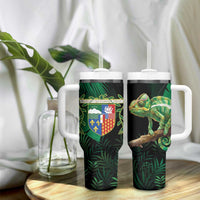 Reunion Island Tumbler With Handle Furcifer Pardalis With Coat Of Arms - Wonder Print Shop