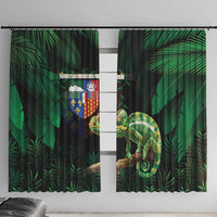 Reunion Island Window Curtain Furcifer Pardalis With Coat Of Arms - Wonder Print Shop