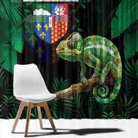 Reunion Island Window Curtain Furcifer Pardalis With Coat Of Arms - Wonder Print Shop