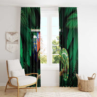 Reunion Island Window Curtain Furcifer Pardalis With Coat Of Arms - Wonder Print Shop