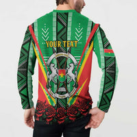 Personalised Burkina Faso Button Sweatshirt Coat Of Arms Bogolan Pattern