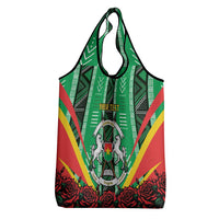 Personalised Burkina Faso Grocery Bag Coat Of Arms Bogolan Pattern