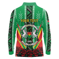 Personalised Burkina Faso Long Sleeve Polo Shirt Coat Of Arms Bogolan Pattern