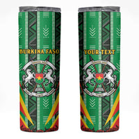 Personalised Burkina Faso Skinny Tumbler Coat Of Arms Bogolan Pattern