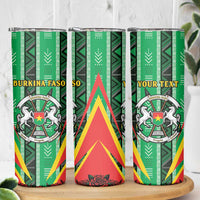 Personalised Burkina Faso Skinny Tumbler Coat Of Arms Bogolan Pattern