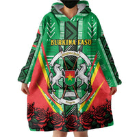 Personalised Burkina Faso Wearable Blanket Hoodie Coat Of Arms Bogolan Pattern