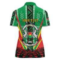 Personalised Burkina Faso Women Polo Shirt Coat Of Arms Bogolan Pattern