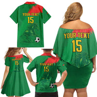 Custom Burkina Faso Football Family Matching Off Shoulder Short Dress and Hawaiian Shirt Go Les Etalons