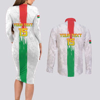 Custom Burkina Faso Football Couples Matching Long Sleeve Bodycon Dress and Long Sleeve Button Shirt Grunge Style