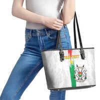 Custom Burkina Faso Football Leather Tote Bag Grunge Style