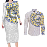 Cape Verde Couples Matching Long Sleeve Bodycon Dress and Long Sleeve Button Shirt African Tribal Pattern