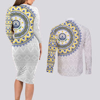 Cape Verde Couples Matching Long Sleeve Bodycon Dress and Long Sleeve Button Shirt African Tribal Pattern