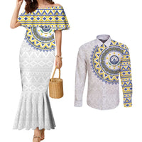 Cape Verde Couples Matching Mermaid Dress and Long Sleeve Button Shirt African Tribal Pattern