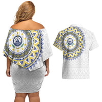 Cape Verde Couples Matching Off Shoulder Short Dress and Hawaiian Shirt African Tribal Pattern