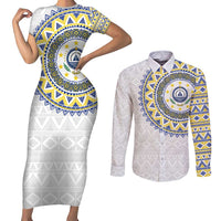 Cape Verde Couples Matching Short Sleeve Bodycon Dress and Long Sleeve Button Shirt African Tribal Pattern