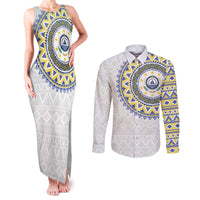 Cape Verde Couples Matching Tank Maxi Dress and Long Sleeve Button Shirt African Tribal Pattern