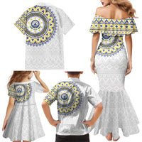 Cape Verde Family Matching Mermaid Dress and Hawaiian Shirt African Tribal Pattern