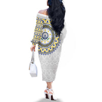 Cape Verde Family Matching Off The Shoulder Long Sleeve Dress and Hawaiian Shirt African Tribal Pattern