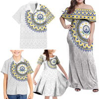 Cape Verde Family Matching Off Shoulder Maxi Dress and Hawaiian Shirt African Tribal Pattern