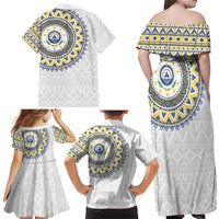 Cape Verde Family Matching Off Shoulder Maxi Dress and Hawaiian Shirt African Tribal Pattern