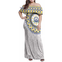 Cape Verde Family Matching Off Shoulder Maxi Dress and Hawaiian Shirt African Tribal Pattern