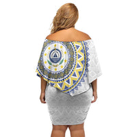 Cape Verde Family Matching Off Shoulder Short Dress and Hawaiian Shirt African Tribal Pattern
