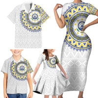 Cape Verde Family Matching Short Sleeve Bodycon Dress and Hawaiian Shirt African Tribal Pattern