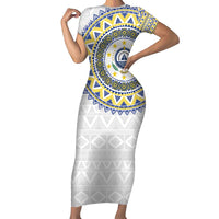 Cape Verde Family Matching Short Sleeve Bodycon Dress and Hawaiian Shirt African Tribal Pattern