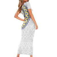 Cape Verde Family Matching Short Sleeve Bodycon Dress and Hawaiian Shirt African Tribal Pattern