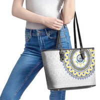Cape Verde Leather Tote Bag African Tribal Pattern