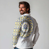 Cape Verde Long Sleeve Polo Shirt African Tribal Pattern