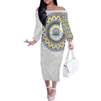 Cape Verde Off The Shoulder Long Sleeve Dress African Tribal Pattern